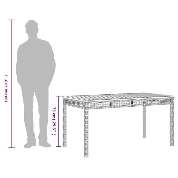 vidaXL Patio Table Furniture Outdoor Garden Backyard Poly Rattan Acacia Wood