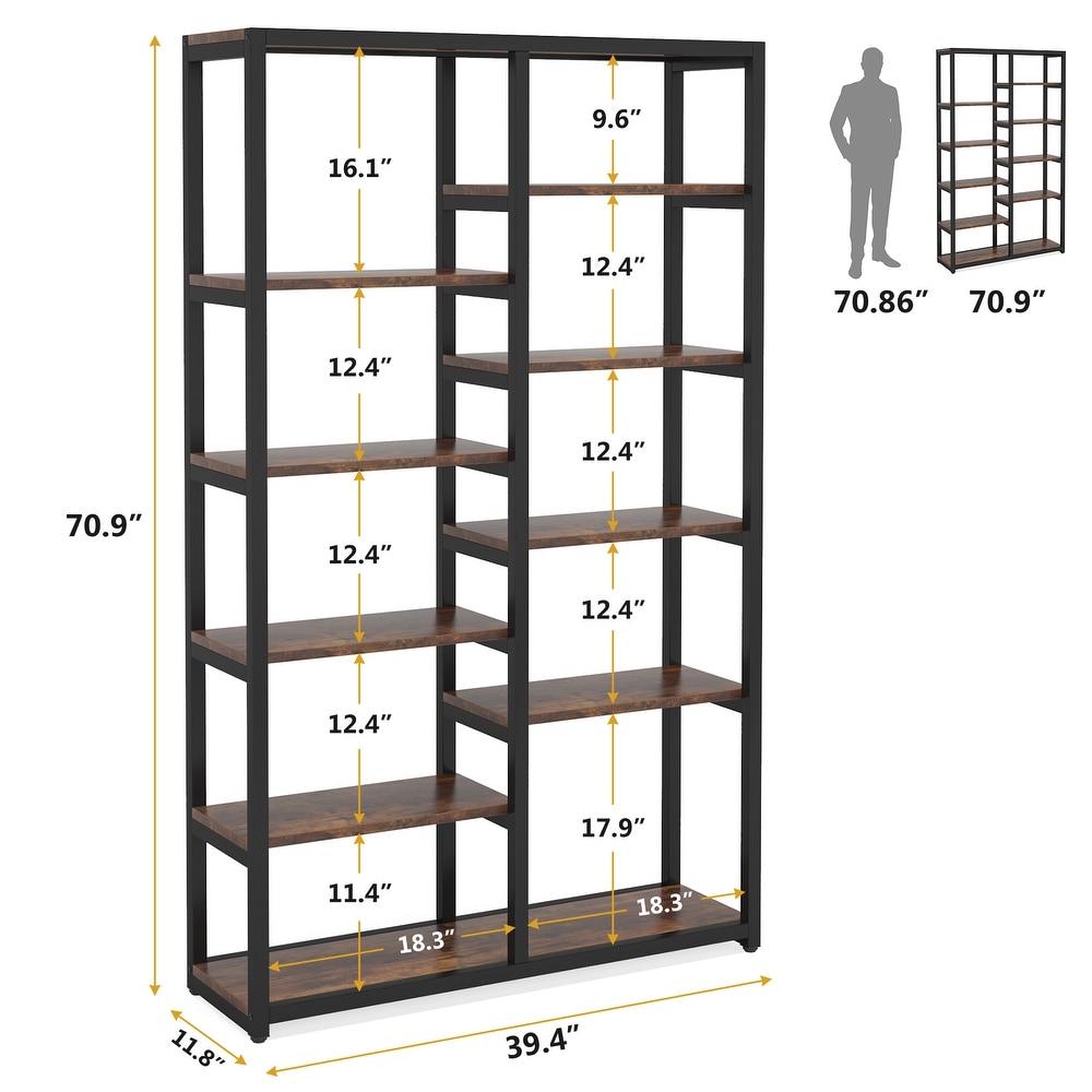 70 inch Bookshelf 10 shelf Open Bookcase   70.86'' H x 39.37'' W x 11.8''L