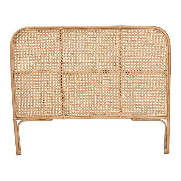 Linette Modern Bohemian Natural Rattan Queen Size Standalone Headboard - - 36118440