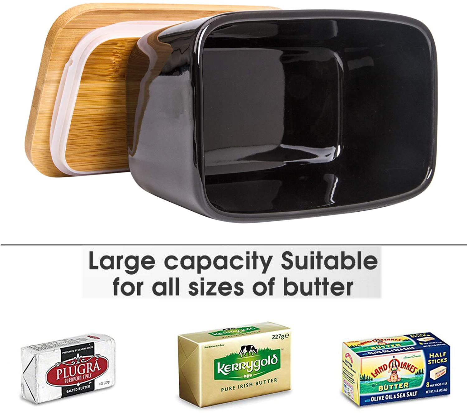 Larger Butter Dish with Cover and knife-Ceramics Butter Container with Lid for Countertop，Butter Dishes with Covers Perfect for East West Coast Butter