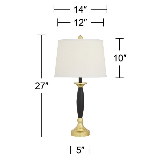 Tall Set Of 2 Gold Black With Dual Usb Charging Ports White Drum Shade For Bedroom Bedside Family Desk