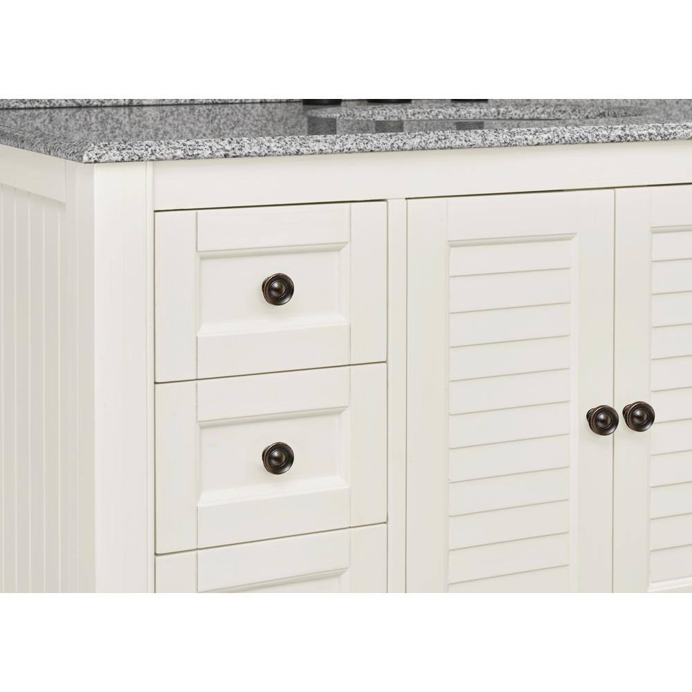 Home Decorators Collection Hamilton 43 in. W x 22 in. D x 35 in. H Open Shutter Bathroom Vanity in Ivory with Grey Granite Top 19084-VS43-AW