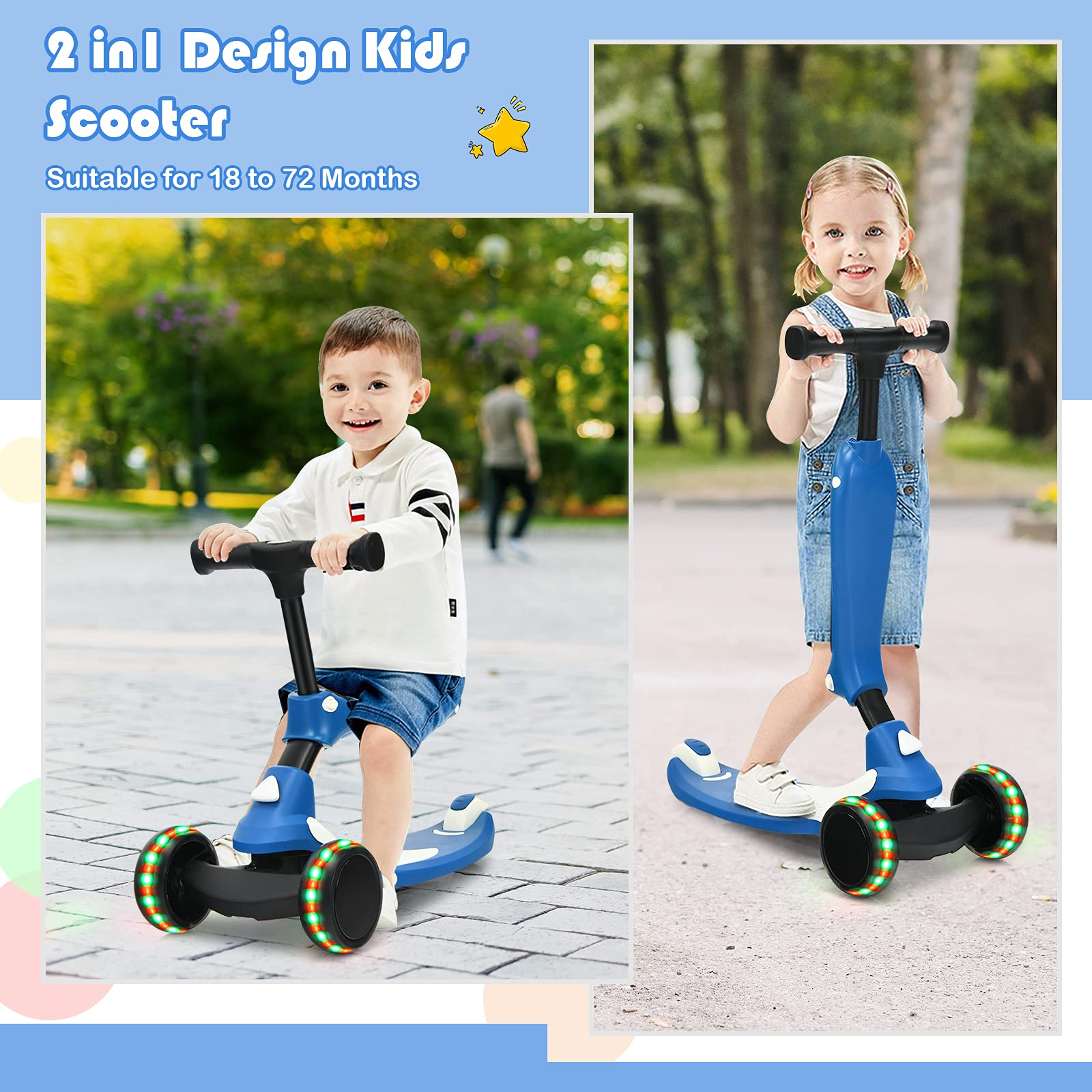 Costzon Kick Scooter for Kids, 3 Wheeled Toddler Scooter