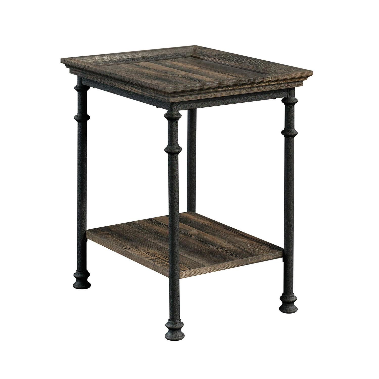 Sauder Canal Street Industrial Tray Top End Table， Carbon Oak Finish