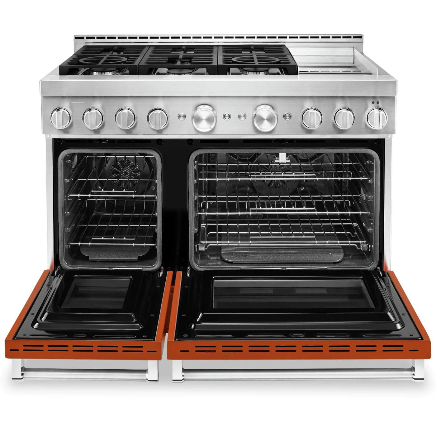 KitchenAid 48-inch Freestanding Dual Fuel Range with Even-Heat? True Convection KFDC558JSC