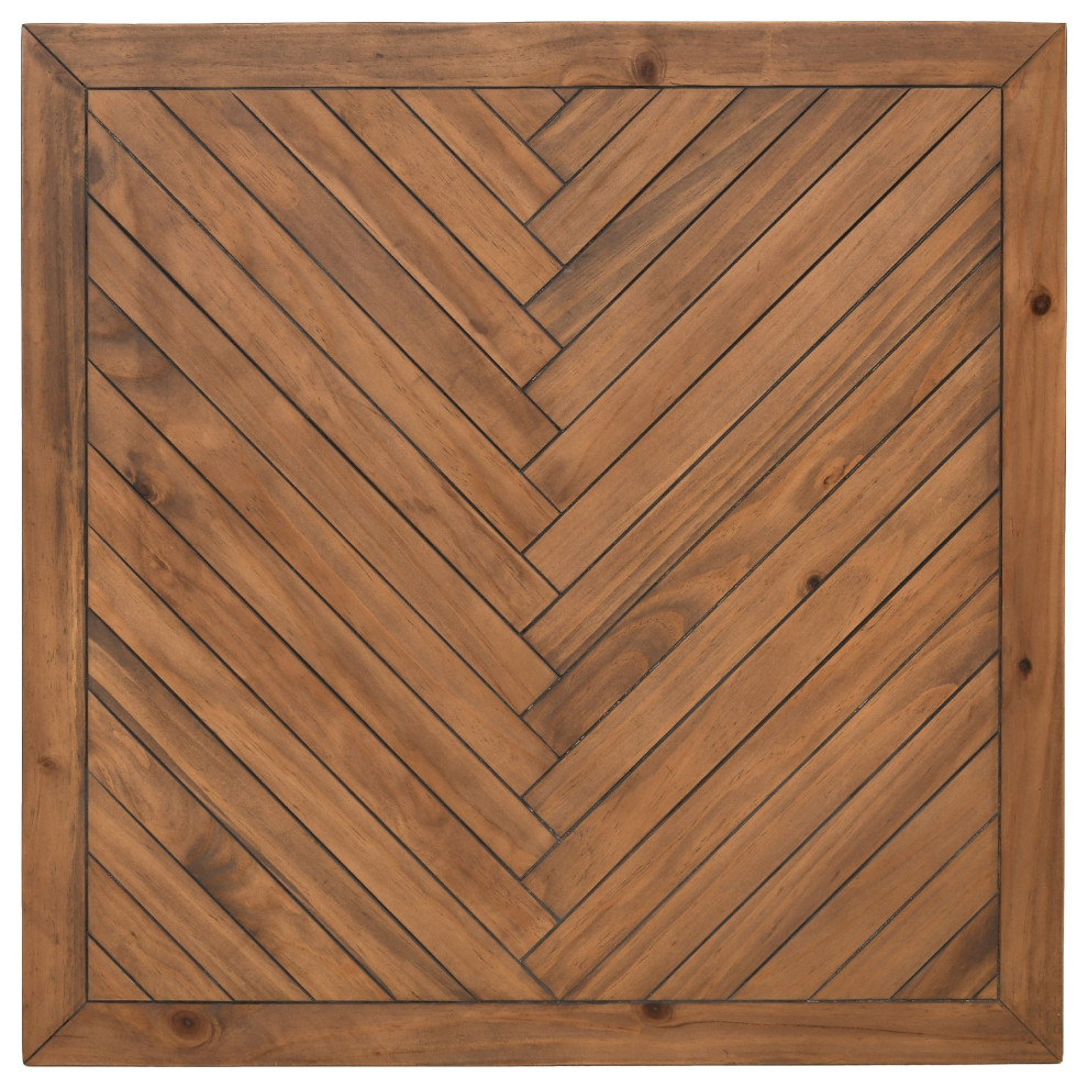 Benzara BM275596 Solid Wood Square Coffee Table  Herringbone  Brown  Black   Industrial   Coffee Tables   by Uber Bazaar  Houzz