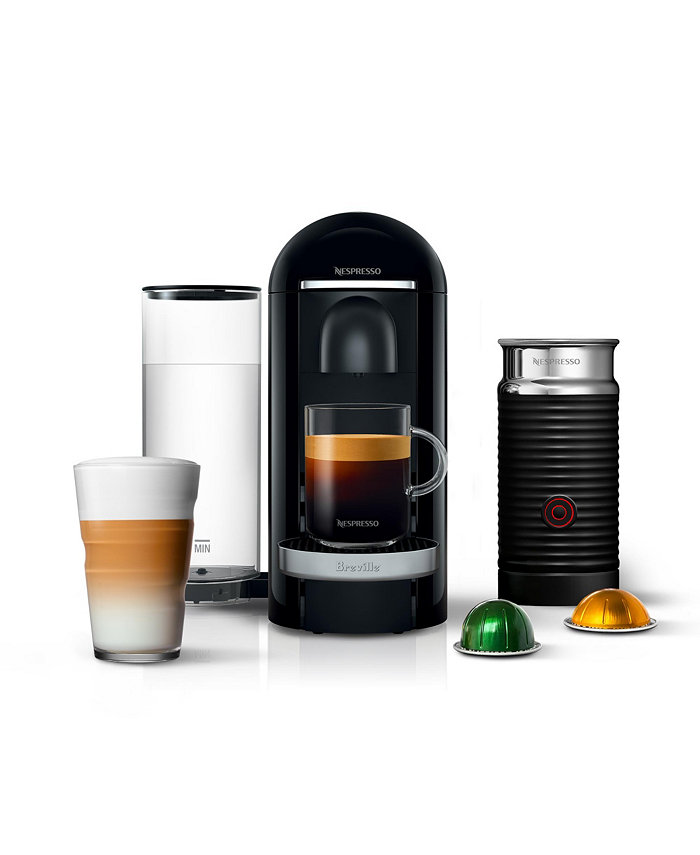 Nespresso Vertuo Plus Deluxe Coffee and Espresso Machine by Breville Black with Aeroccino Milk Frother