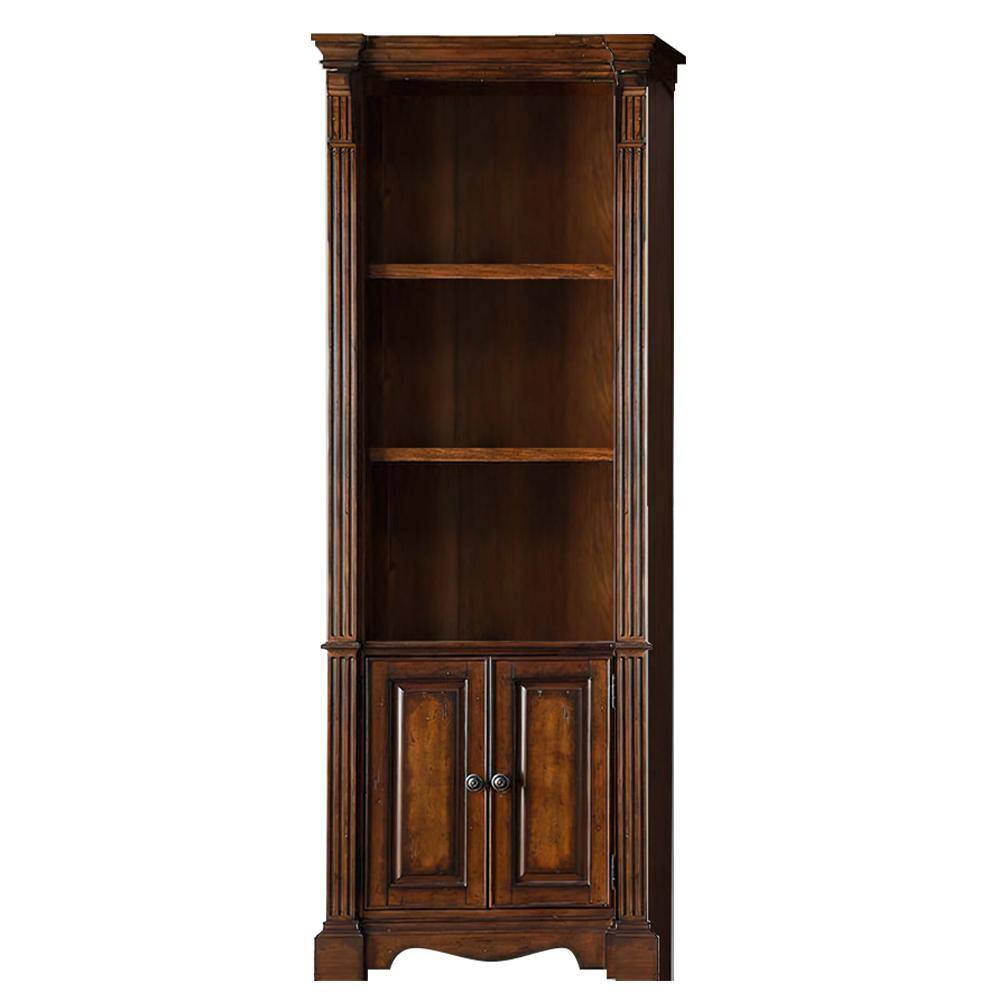 Bridgevine Home Parliament 84 in. Hazelnut Wood 3-Shelf Standard Universal Bookcase Pier with Cabinets ZPAR-3000