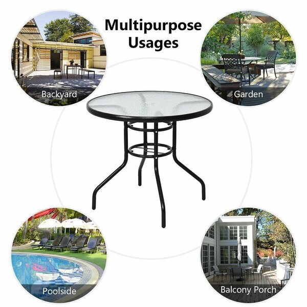 Patio Round Table Steel Frame Dining Table