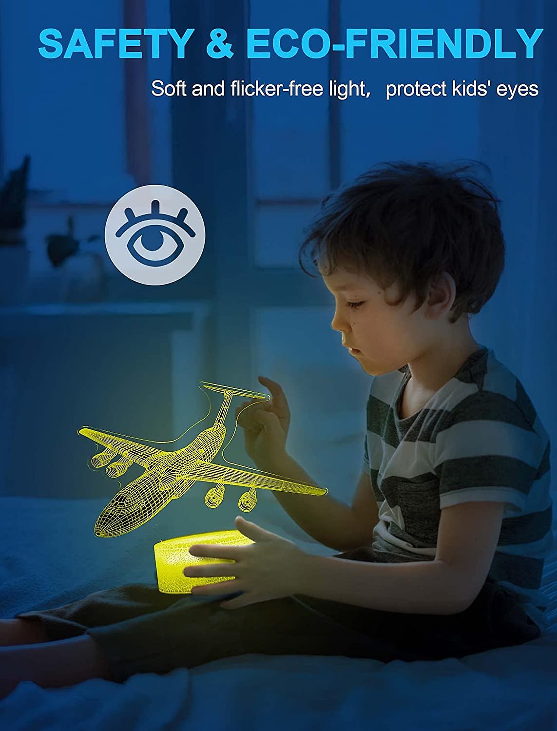 Baicccf Airplane Night Light For Kids， 3d Illusion Night Lamp， 16 Colors Changing With Remote Control， Room Decor， Gifts For Children Boys Girls