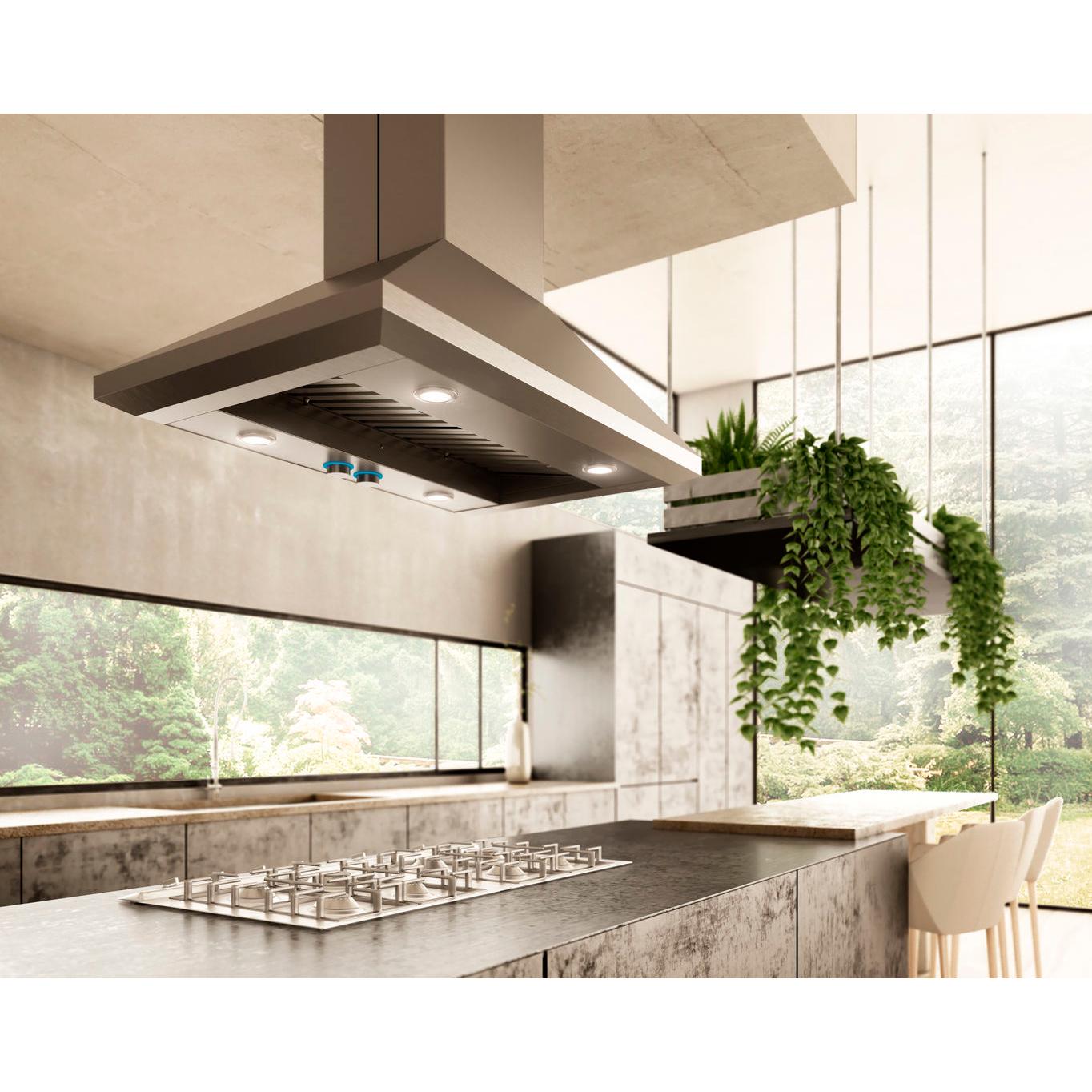 Elica 36-inch Leone Island Ceiling Mount Range Hood ELI136S2