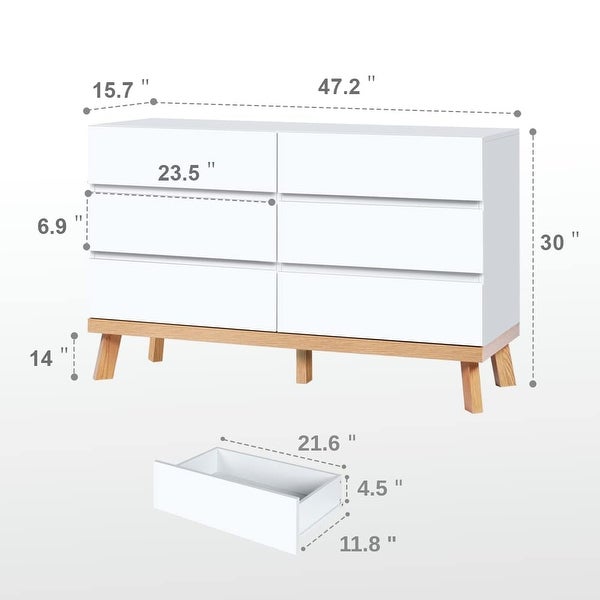 6 Drawer Double Dresser White Dresser for Bedroom Chest of Drawers Large Storage Cabinet White Dresser ) - as picture - - 37668564