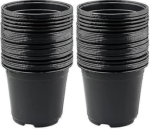 50pcs Plastic Plant Pots 15cm Black Seed Seedling Pots Flower Nursery Pots For Vegetables，flowers，he