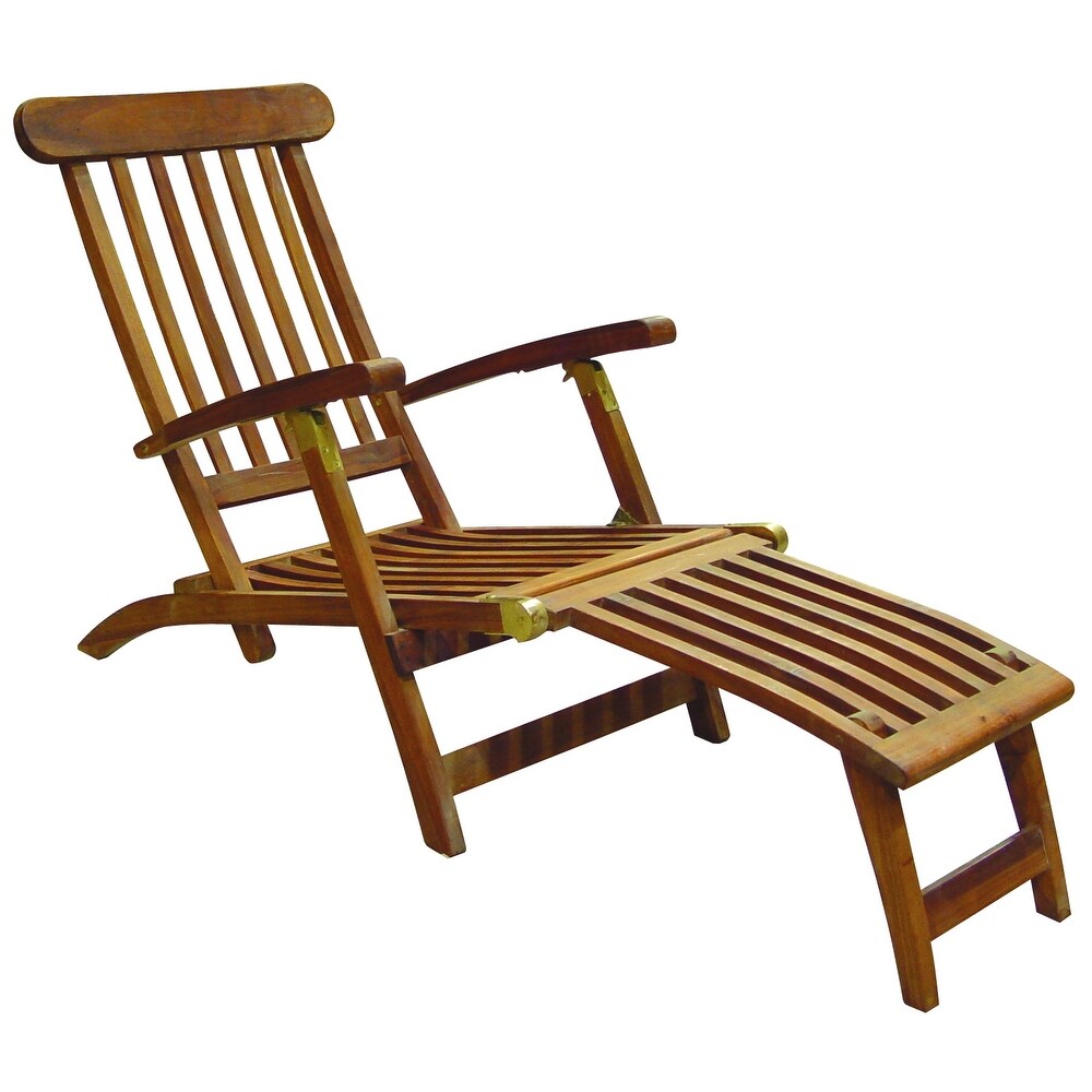 Nordic Style Teak Oiled Sun Lounger and Chair with Foldable Foot Rest