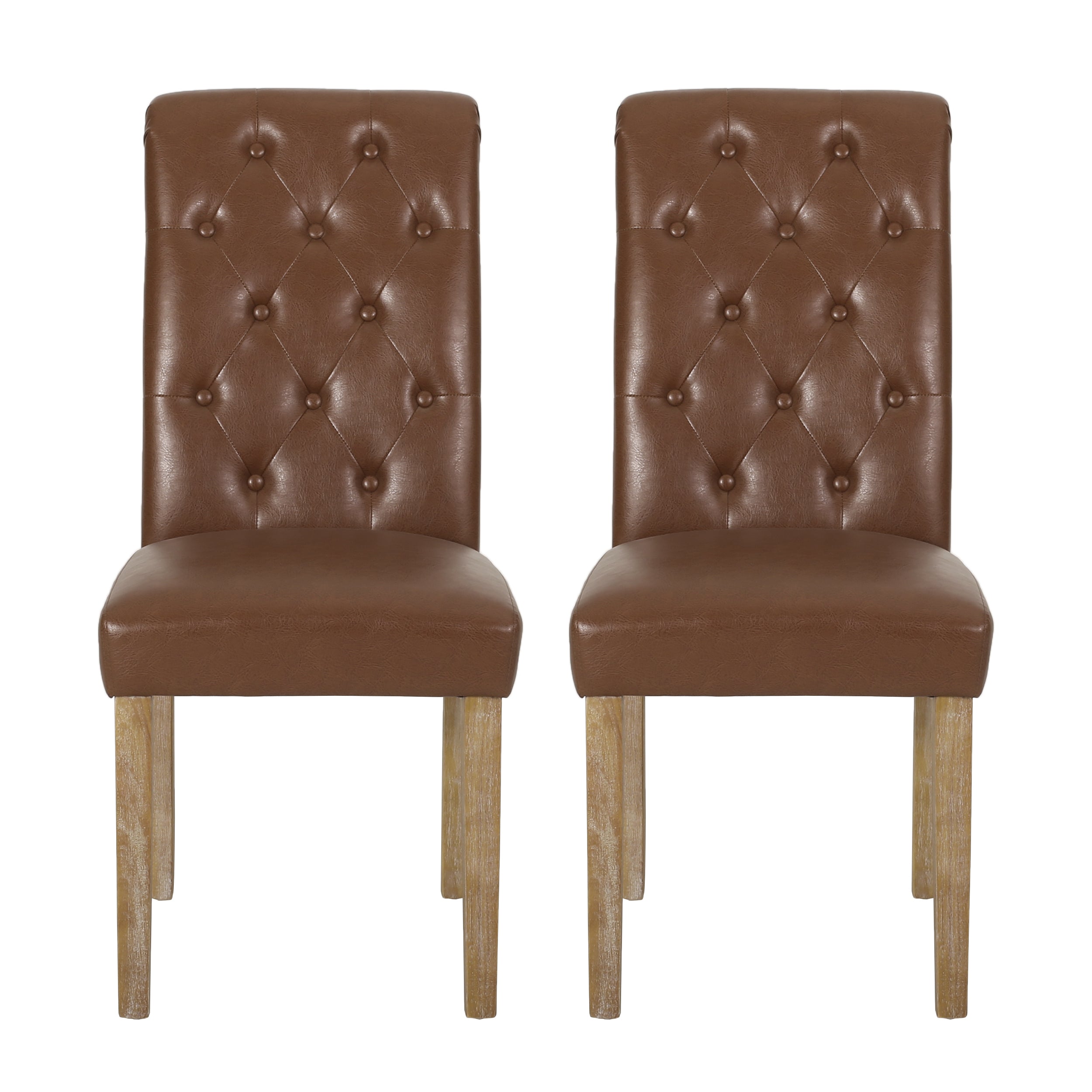 Larkspur Contemporary Faux Leather Tufted Dining Chairs, Set of 2