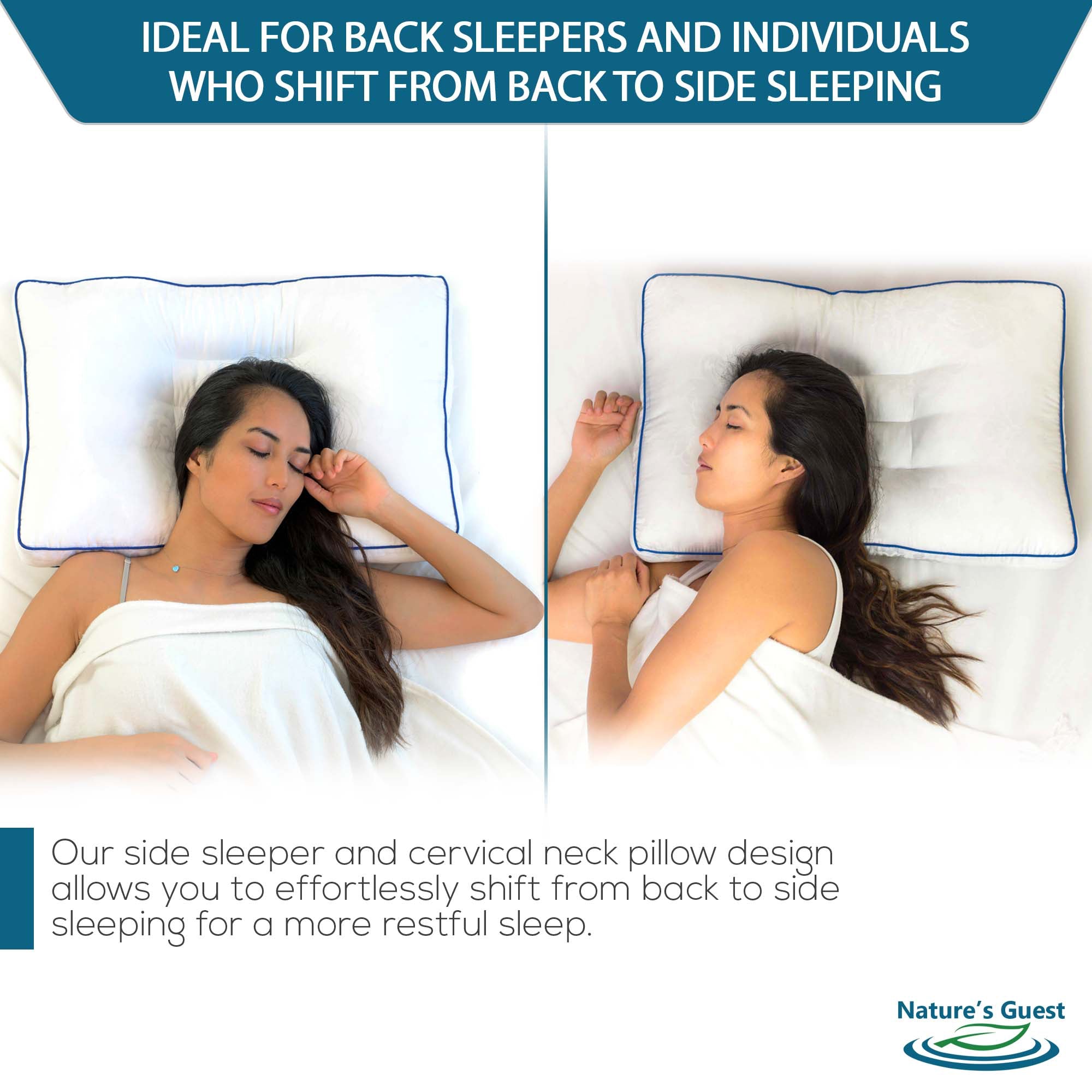 Nature's Guest Adjustable Cervical Pillow, Standard Size, Medium Support