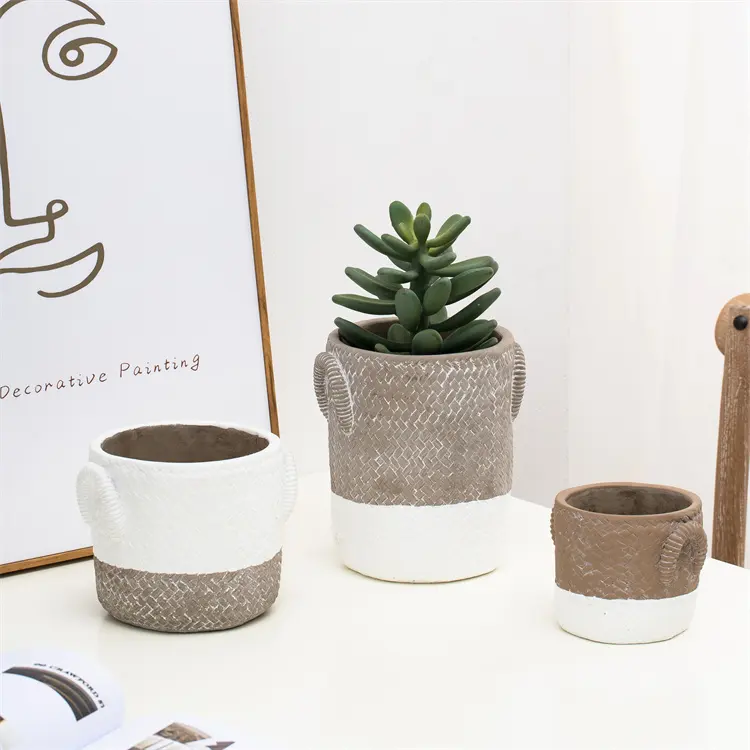 Garden supplies manufacturer indoor herb home decor maceteros unique rustic cement flower pots outdoor succulent plant pot