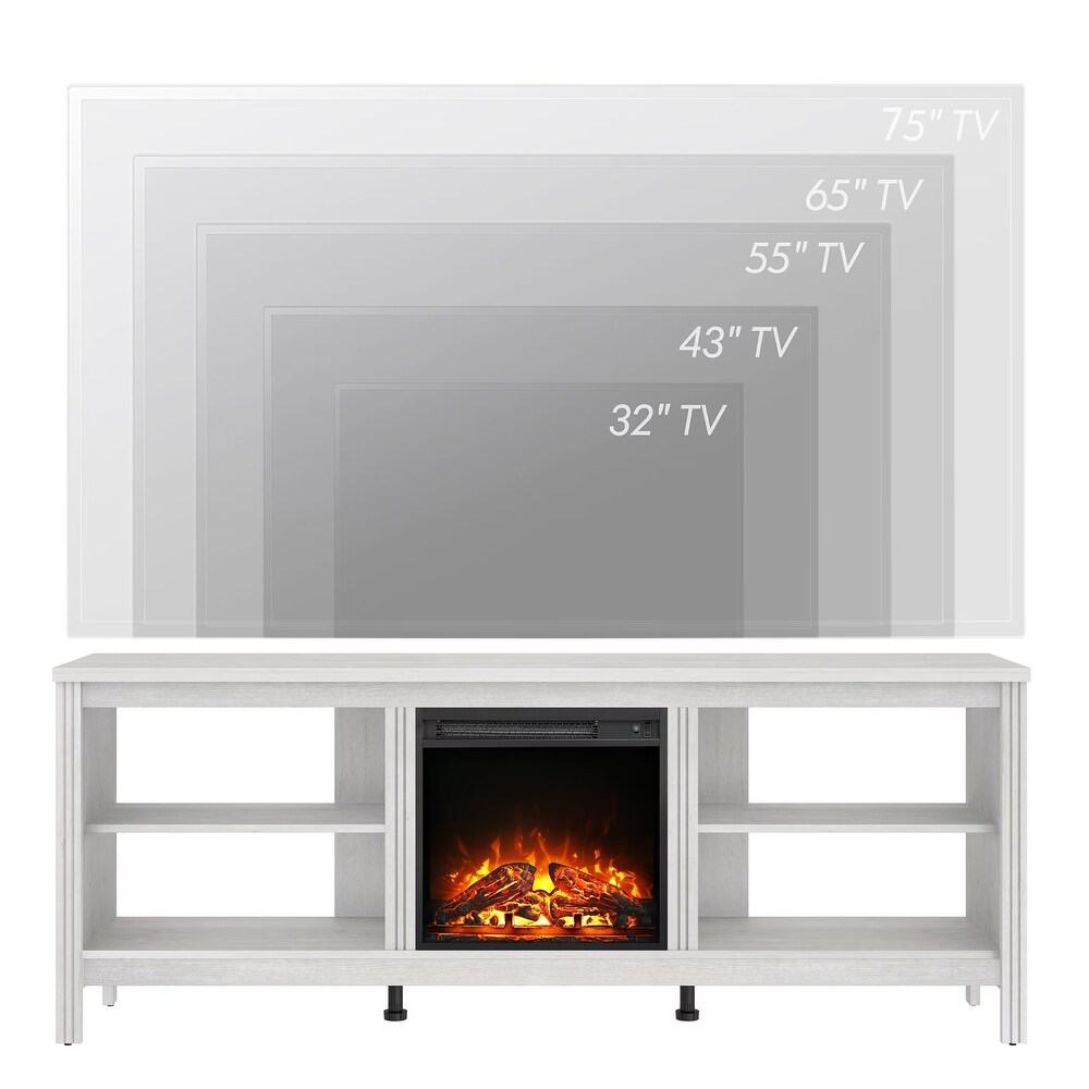 Wood Fireplace TV Stand for 75 Inch TV Entertainment Center  70 Inch