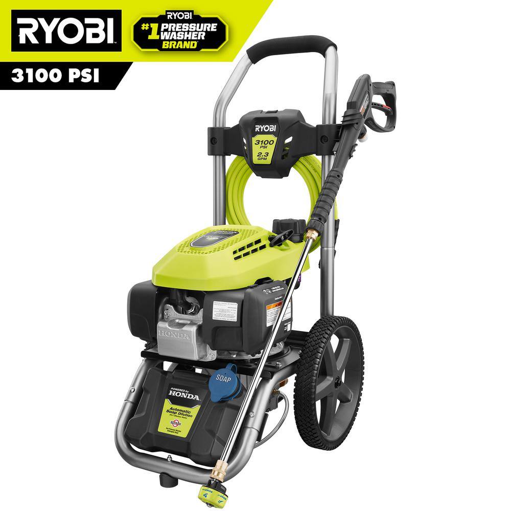 RYOBI 3100 PSI 2.3 GPM Cold Water Gas Pressure Washer with Honda GCV167 Engine RY803023