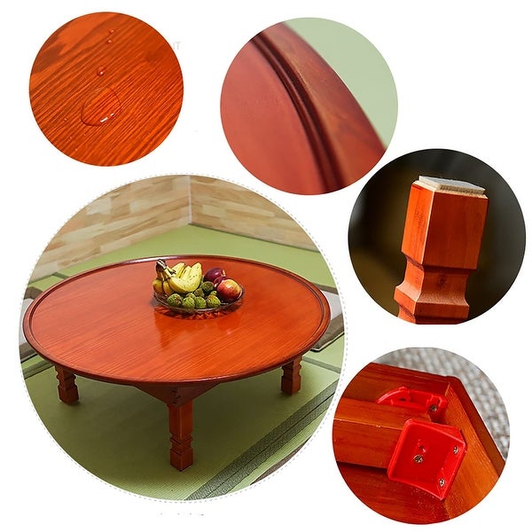 Folding Round Table， Korean Solid Wood Dining Table/Study Table/Coffee Table/Kang Table - as picture