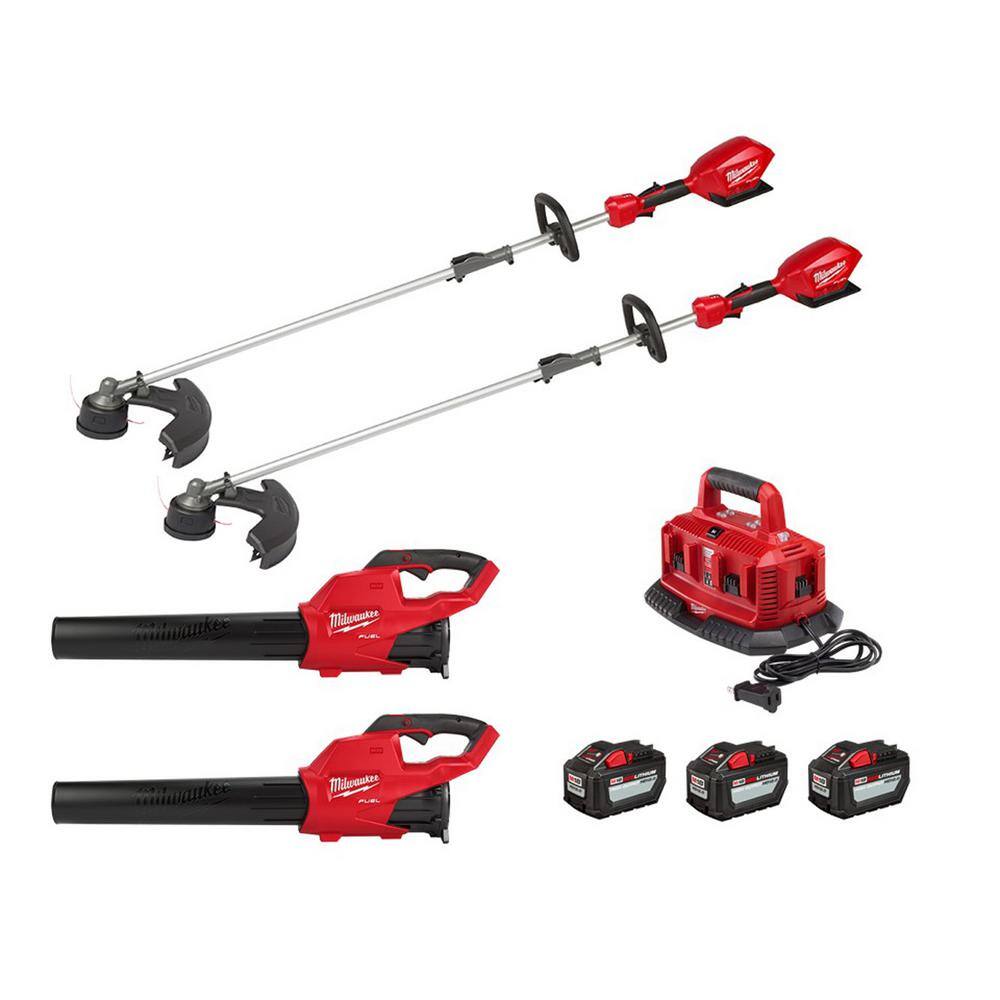 MW M18 FUEL 18V Lithium-Ion Brushless Cordless String Trimmer  Blower Combo Kit w (3) 12.0Ah Batteries  Charger (4-Tool) 2825-20ST-2825-20ST-2724-20-2724-20-48-1