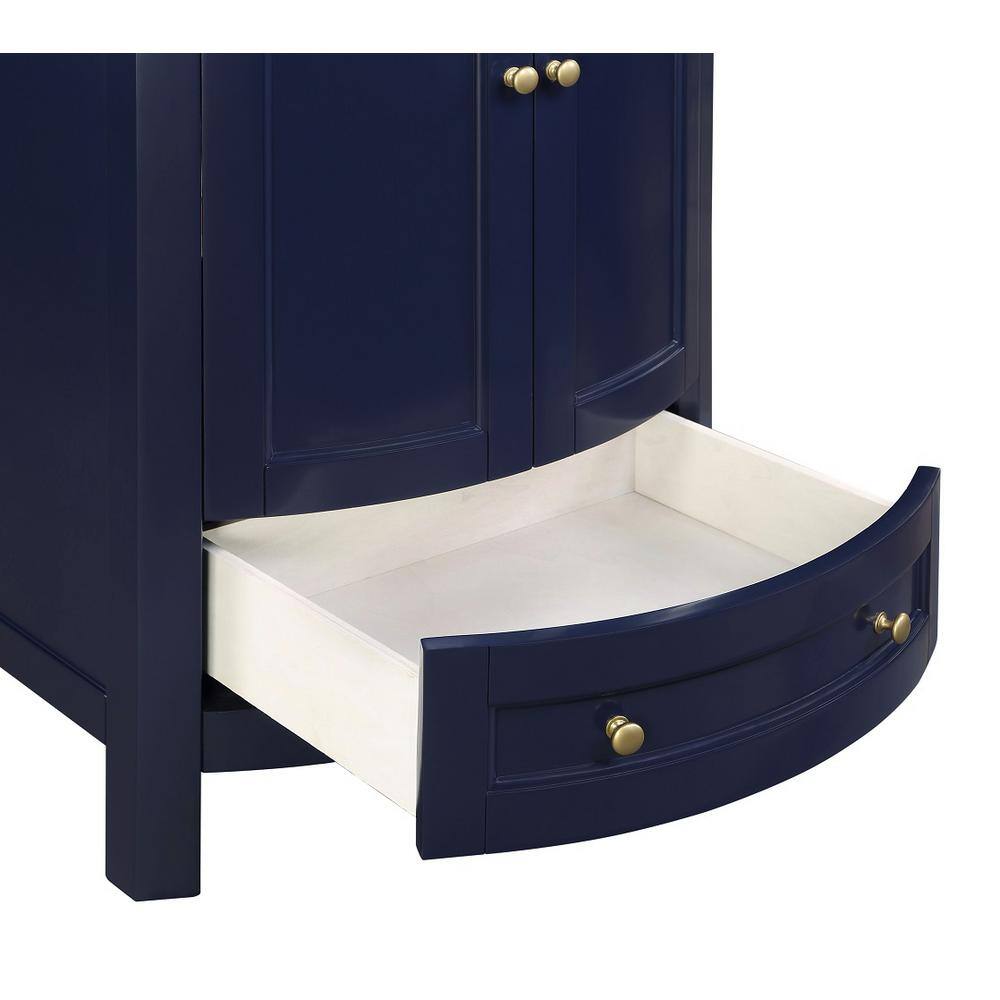 Runfine 24 in. W x 19 in. D x 34 in. H dark blue Bathroom Vanity with Vitreous China Top and Basin in White RFVA0069B