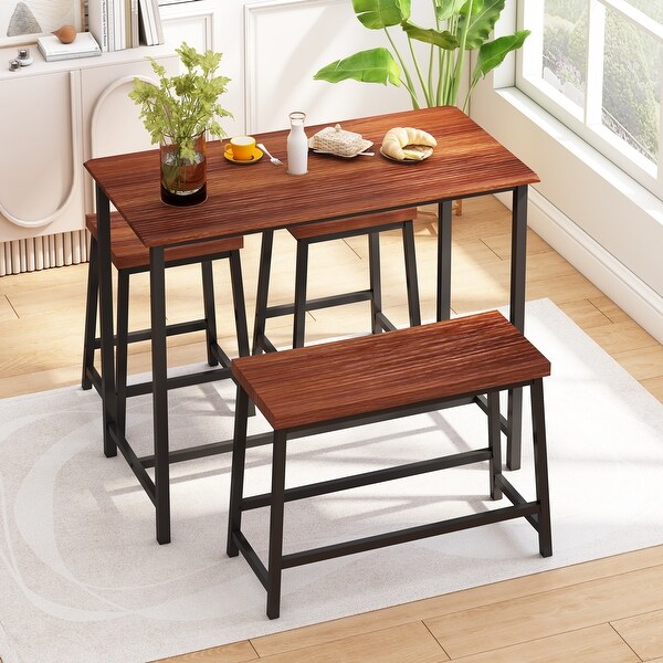 4-Piece Dining Table Set Industrial Wooden