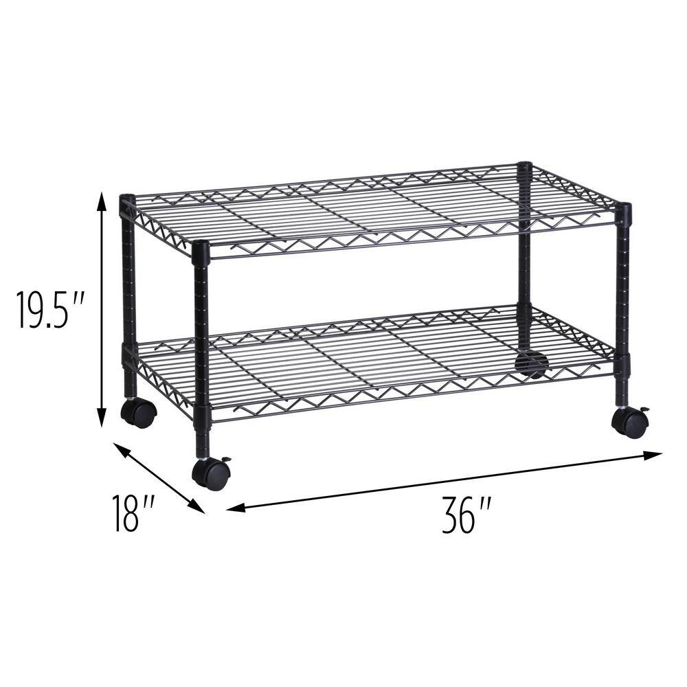 Honey-Can-Do 2-Tier Steel Wire Rolling Media Cart in Black CRT-03937