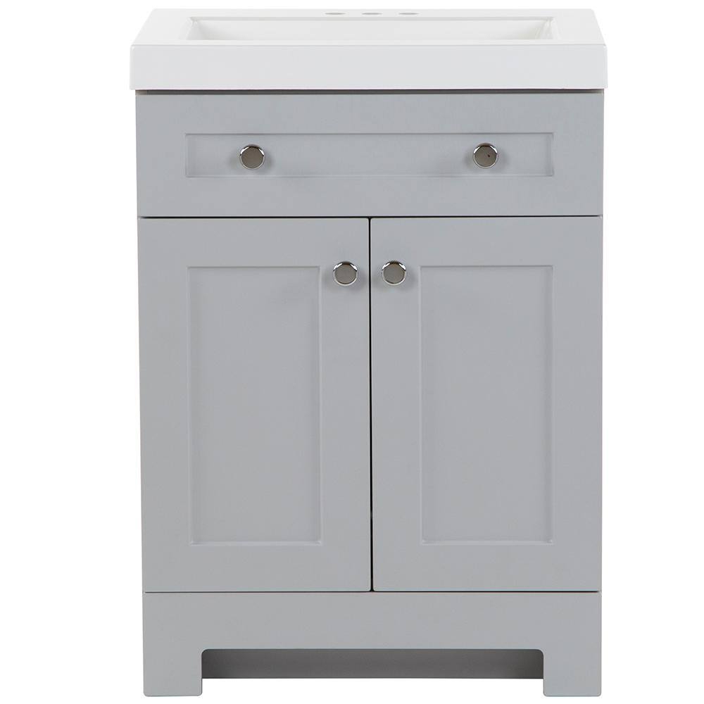 Glacier Bay Everdean 24.5 in. W x 18.8 in. D x 34.4 in. H Freestanding Bath Vanity in Pearl Gray with White Cultured Marble Top EV24P2-PG