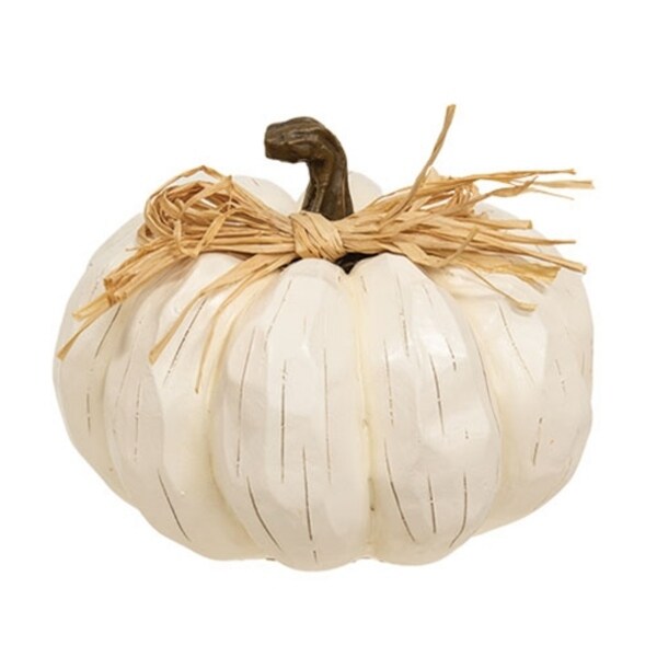 Cream Carved Look Resin Pumpkin