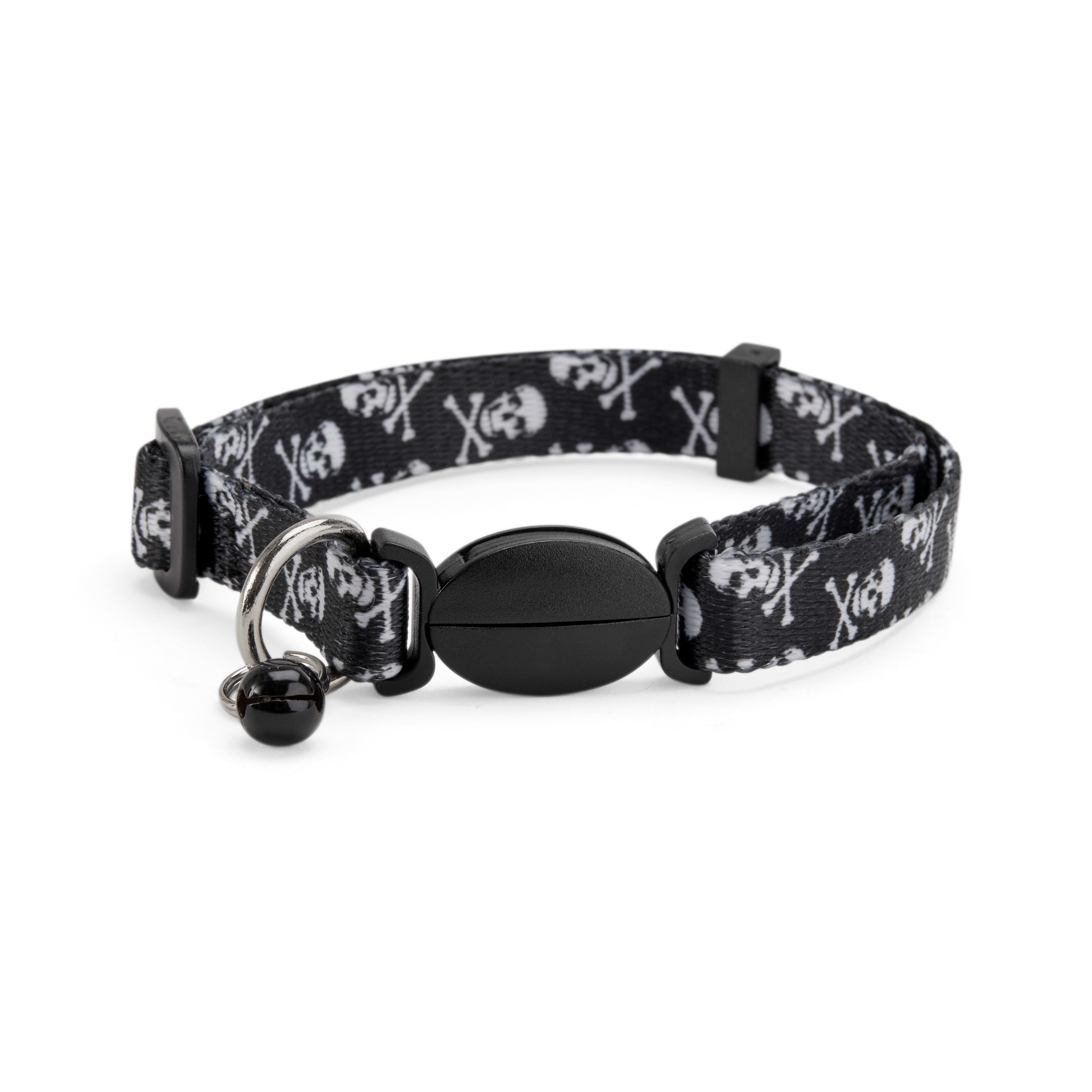 YOULY The Rebel Black Skull-Print Breakaway Large Cat Collar