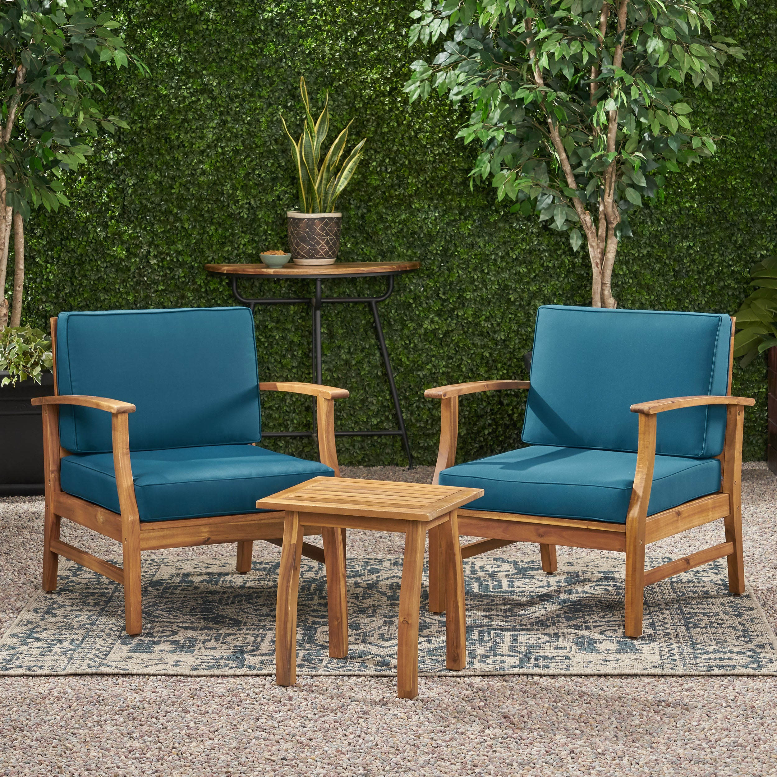 Pearl Outdoor 2 Seater Acacia Wood Chat Set with Cushions