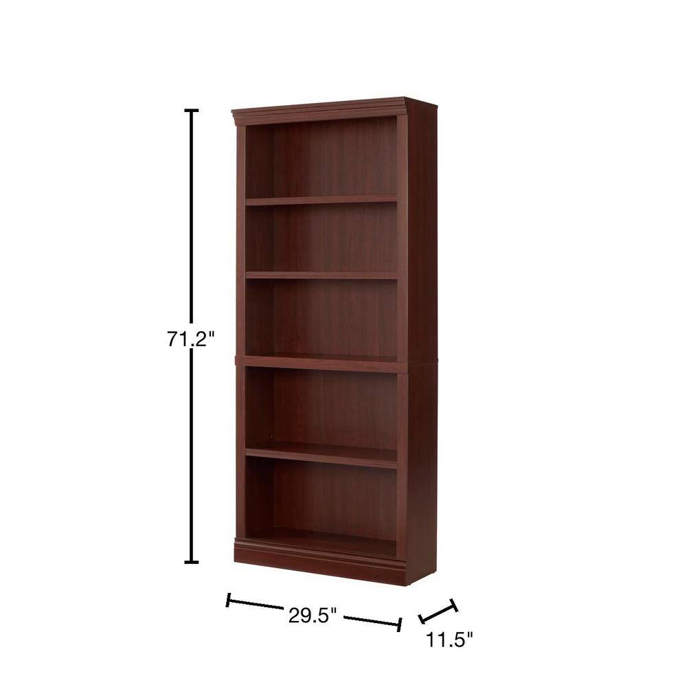 StyleWell 71 in. Dark Brown Wood 5-Shelf Classic Bookcase with Adjustable Shelves HS202006-36DB