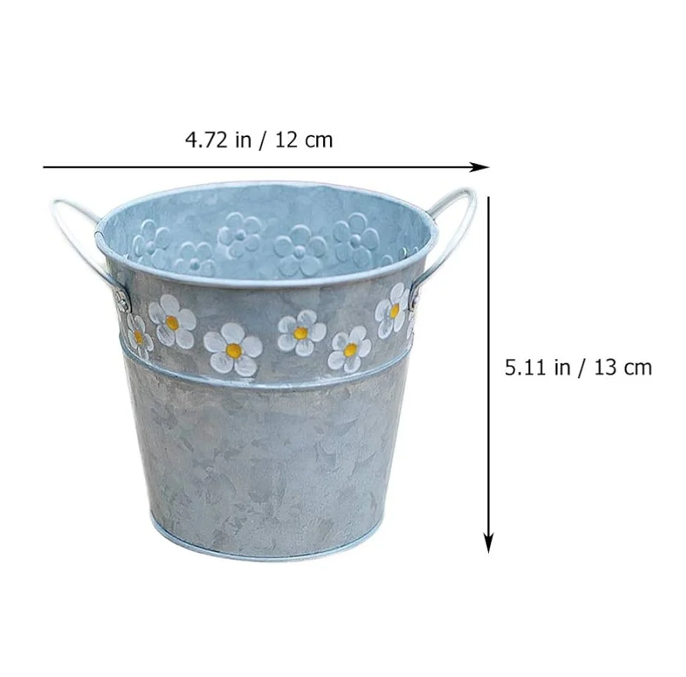 Floral Print Galvanized Planter Garden Decoration Handmade Planter Classic Elegant Designer Wholesale Galvanized Planter