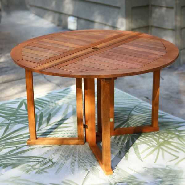 Malaysian Hardwood Folding Gateleg Patio Round Dining Table