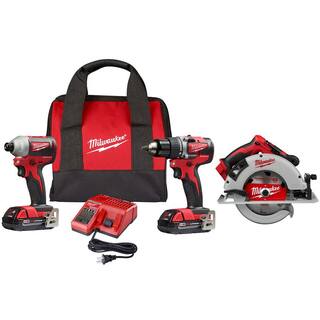 MW M18 18V Lithium-Ion Brushless Cordless Compact DrillImpact Combo Kit (2-Tool) W7-14 in. Circular Saw 2892-22CT-2631-20