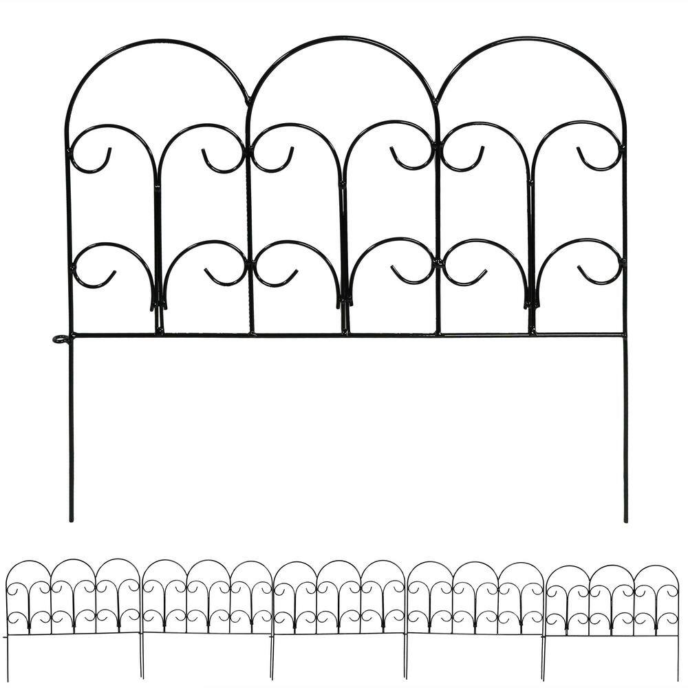 Sunnydaze Decor Victorian 18 in. W x 16 in. H Steel Wire Garden Fence (5-Pack) HMI-615