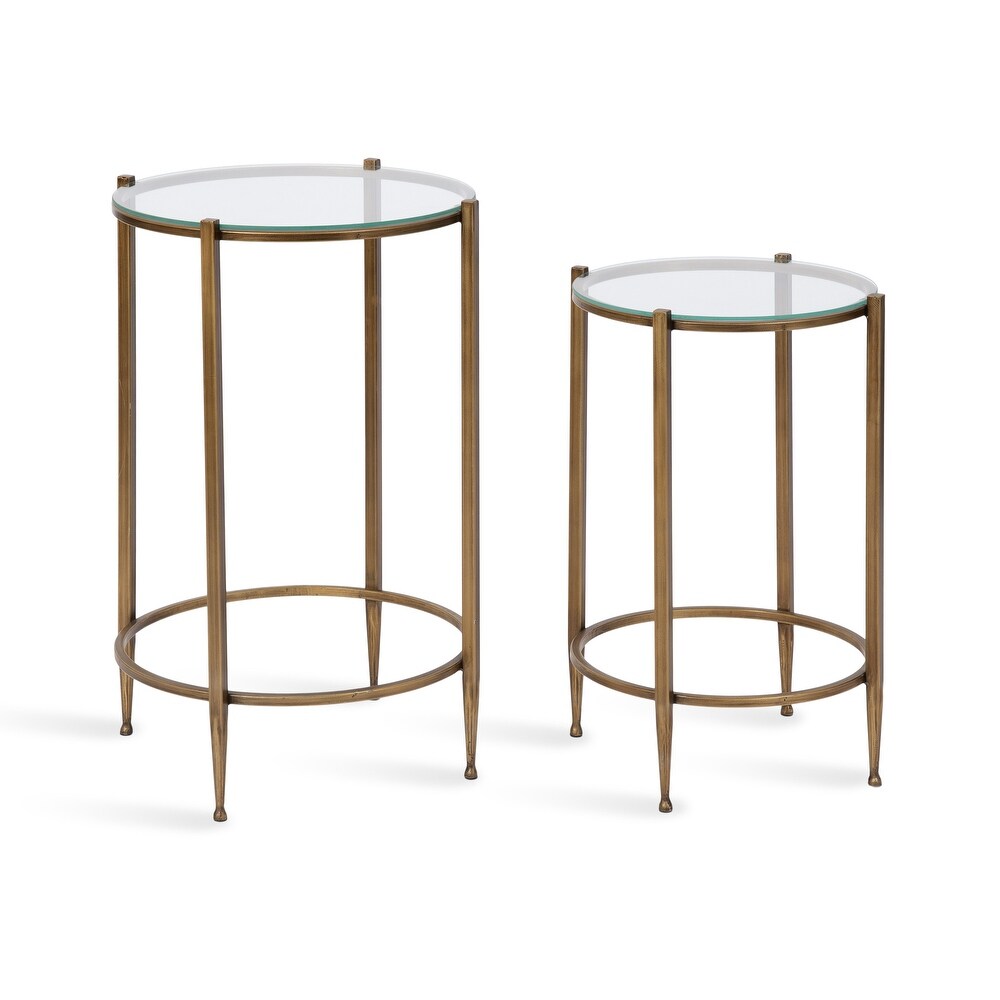 Kate and Laurel Solange Metal and Glass Nesting Tables 2 Piece Set