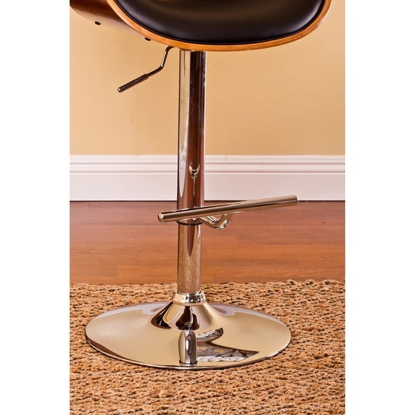 Modern Swivel Walnut Bentwood Adjustable Height Bar Stool