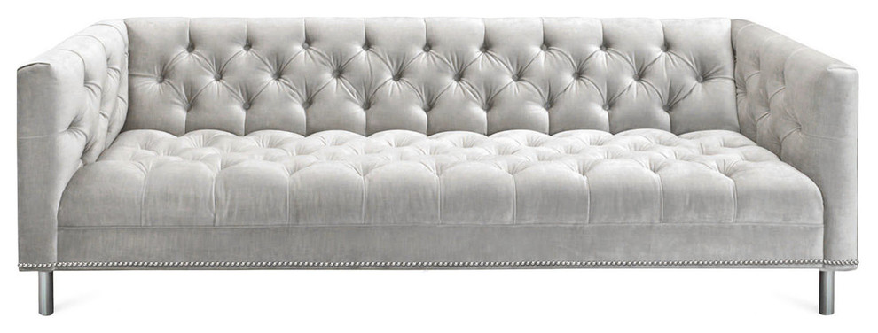 Transitional Tufted Belize Sofa in White Velvet   Contemporary   Sofas   by Your Space Furniture   Custom Sofa Factory Direct!  Houzz