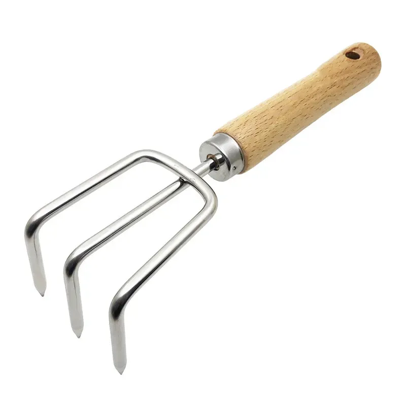 High Quality Stainless Steel Head Wood Handle Small Garden Hand Tool Garden Tools Steel Rake