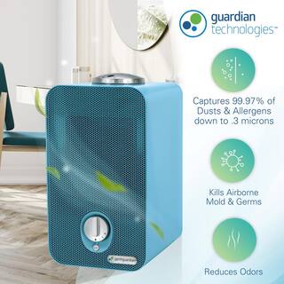 GermGuardian 4-in-1 Tabletop Nighttime Projector Air Purifier with HEPA filter for Small Rooms Blue AC4150BLCA