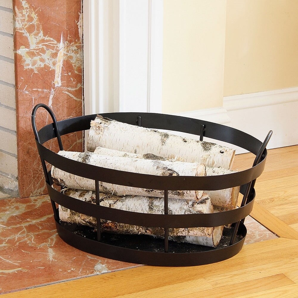 Minuteman International Shaker Log Bin Basket w/Handles  23 Inch Long  Graphite