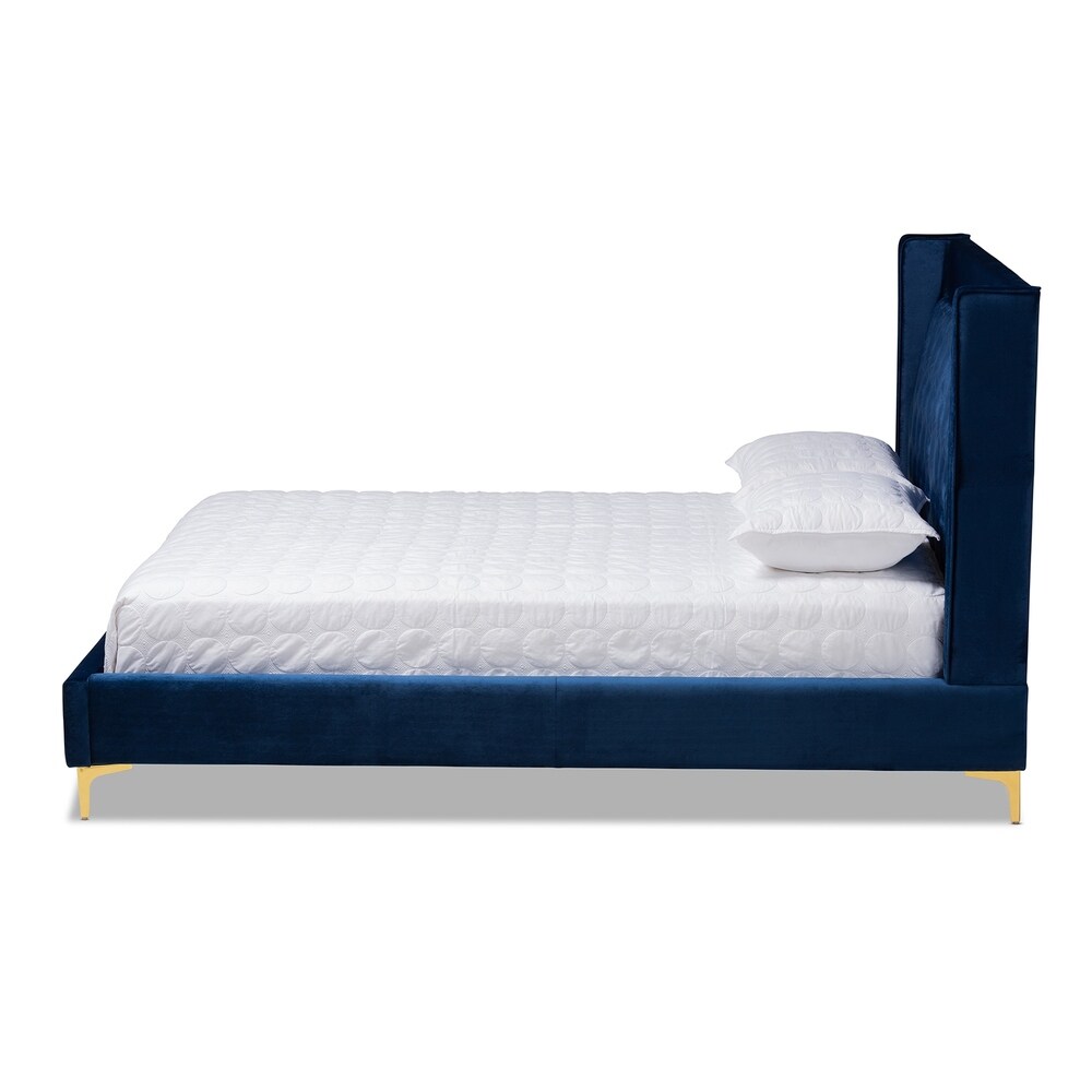 Contemporary Velvet Upholstered Tufted Glam Platform Bed