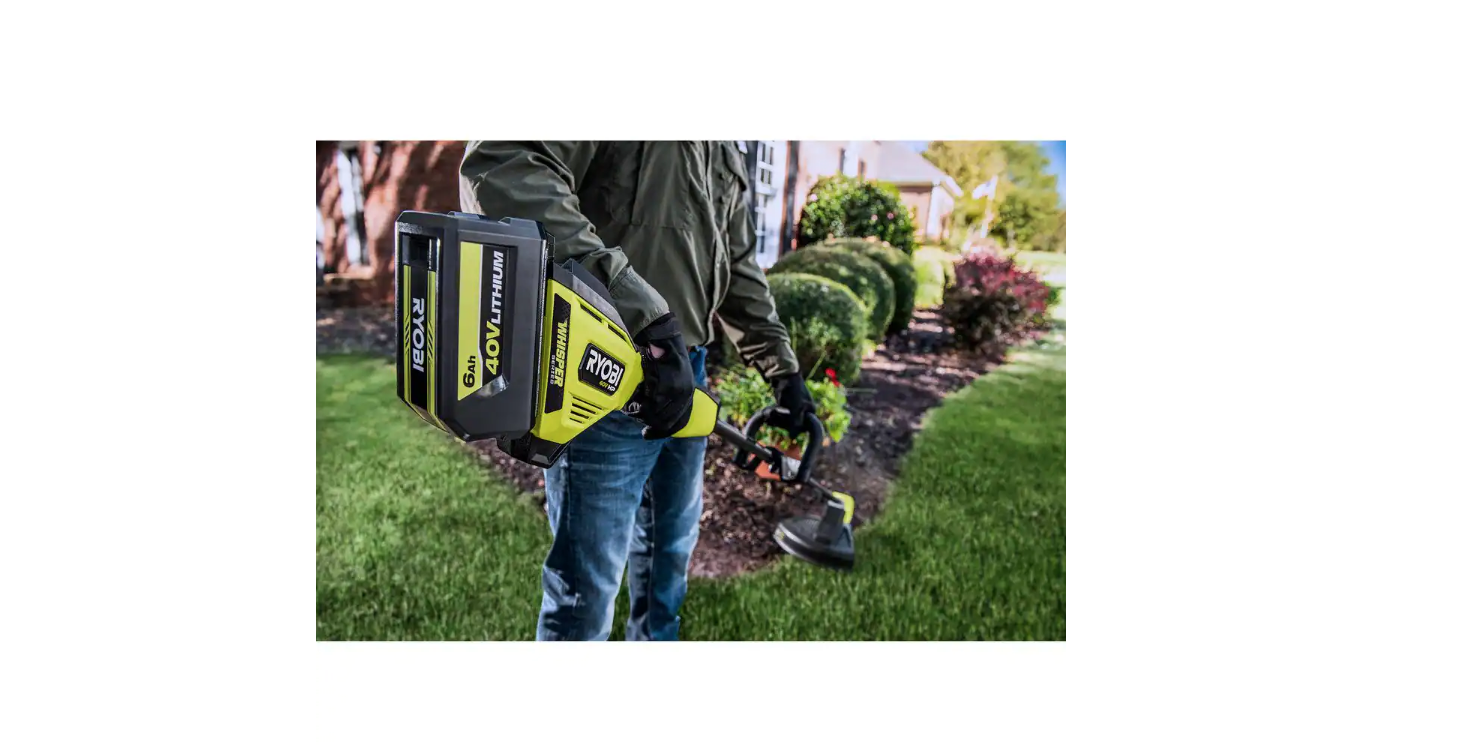 RYOBI RY402110VNM 40V HP Brushless Whisper Series 17 in. Cordless Battery Carbon Fiber Shaft String Trimmer w/ 6.0 Ah Battery and Charger