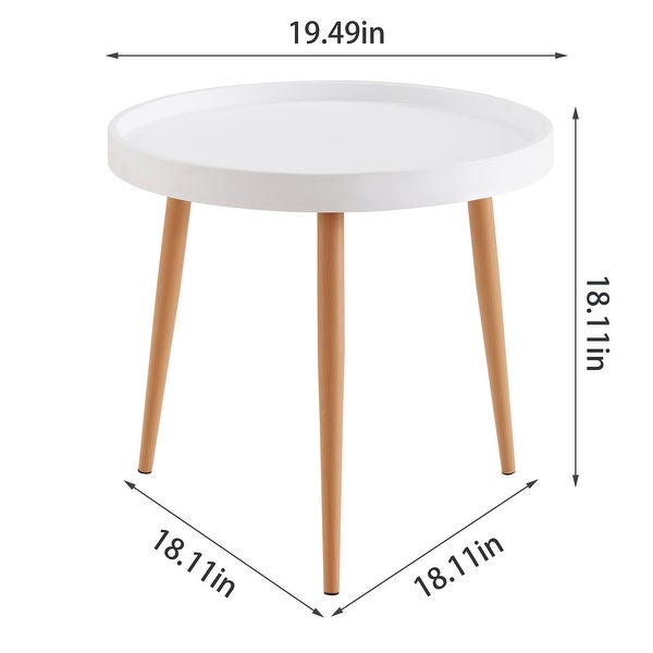 Modern Round Coffee Table with Beech Wood Legs