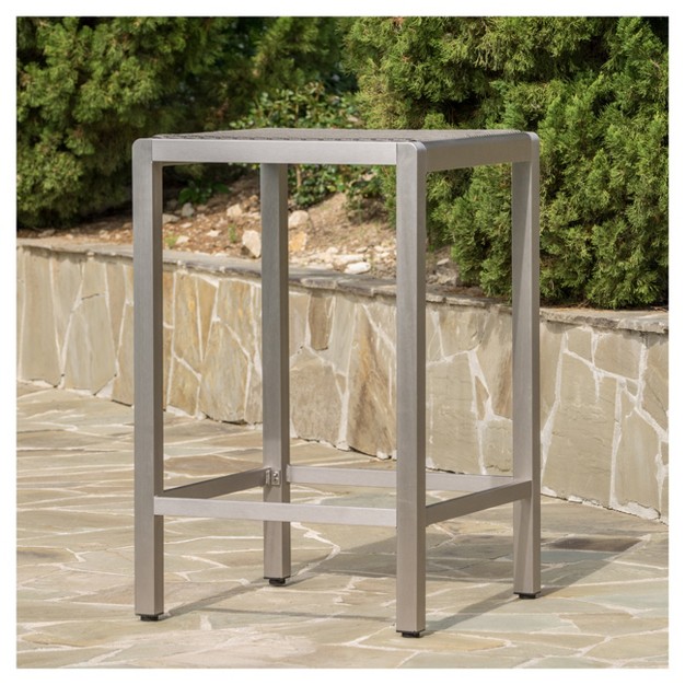 Cape Coral Square Aluminum And Wicker Bar Table Gray Christopher Knight Home