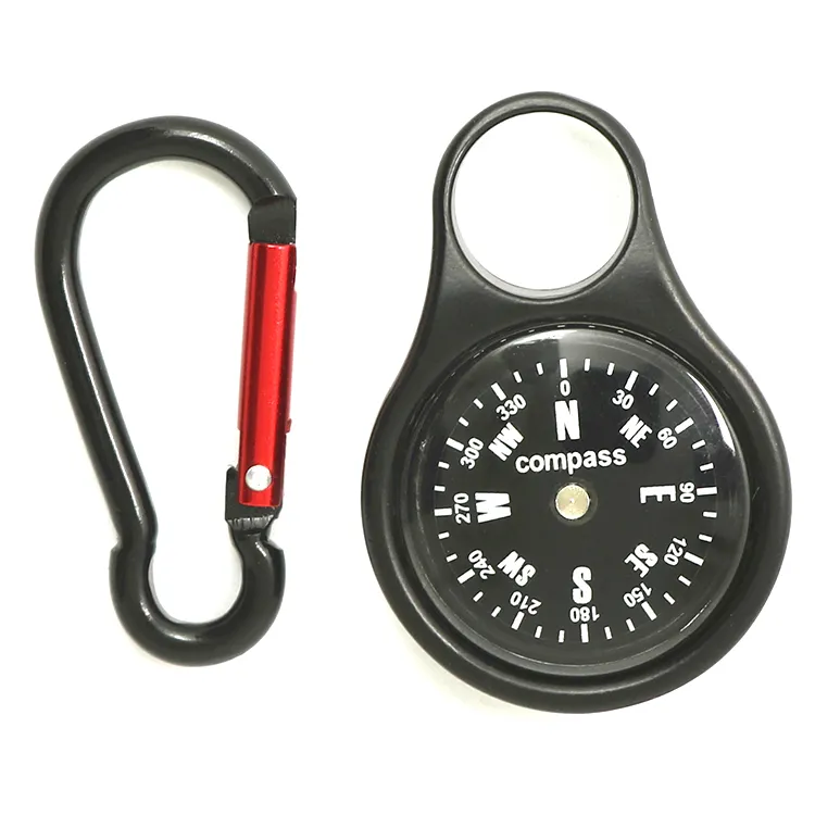 Mountaineering Outdoor Survival Camping Hiking Compass with Zinc oy Hook Buckle