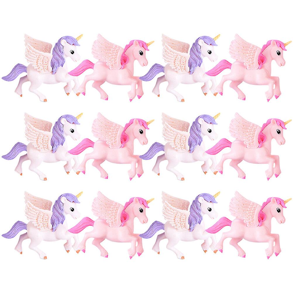 12pcs Miniature Unicorn Ornaments Garden Unicorn Models Mini Unicorn Decorations