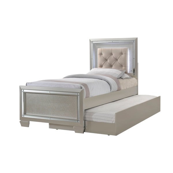 Silver Orchid Odette Glamour Youth Twin Platform w/ Trundle 6-piece Bedroom Set - - 22021649